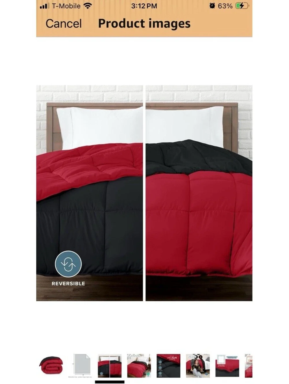 King Size Reversible Comforter - Black/red New In Bag